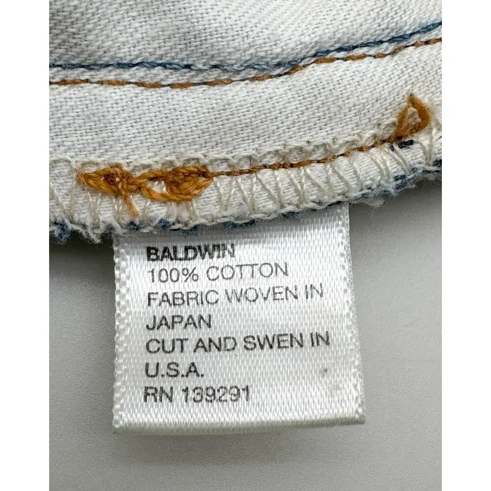 Baldwin The 77 Drop Yoke Straight Selvedge Jeans 32x30 USA Japanese Denim